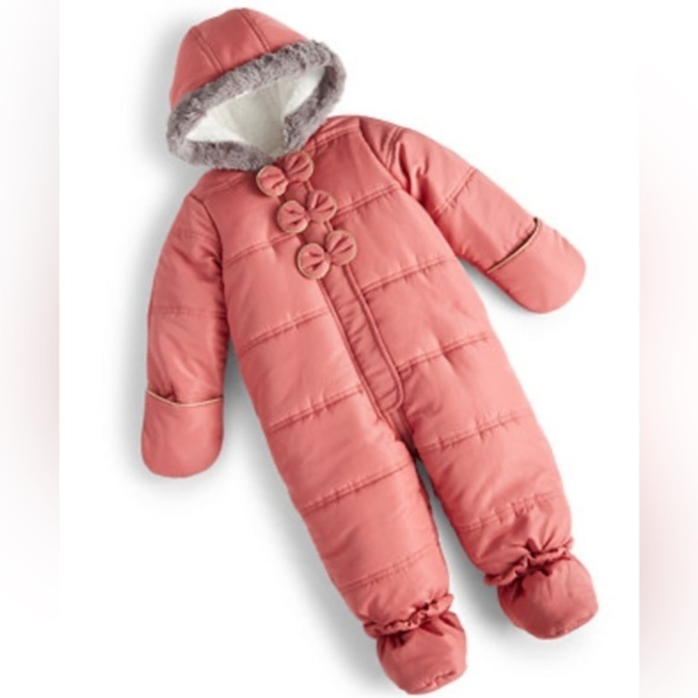 First Impressions Baby Girl’s Pink Faux Fur Footed Snowsuit Bunting 3-6 Months